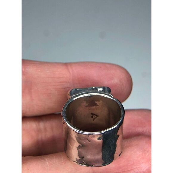 1165 Silpada Smoky Quartz Hammered Wide Band Sterling Silver Ring size 6 - Picture 4 of 4
